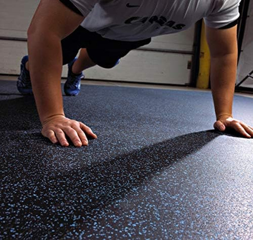Fit-Lock 3/8 Inch Heavy Duty Rubber Flooring - Interlocking Rubber Tiles (24" X 24" Tile) 10% Grey 12' X 20' Set (60 Tiles Total) - Exercise Mats, Home Gym Sets