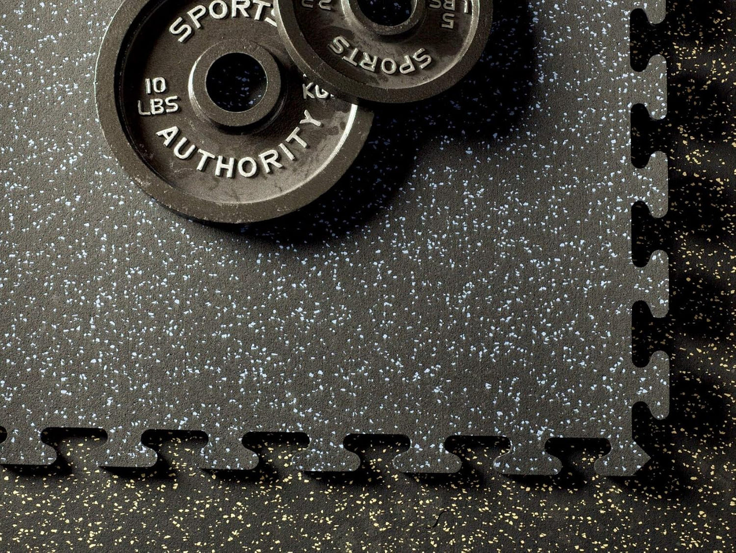 Fit-Lock 3/8 Inch Heavy Duty Rubber Flooring - Interlocking Rubber Tiles (24" X 24" Tile) 10% Grey 12' X 20' Set (60 Tiles Total) - Exercise Mats, Home Gym Sets