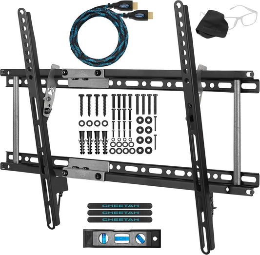APTMM2B Tilt TV Wall Mount, Fits 32 Inch up to Newer 100” Tvs, 165Lbs and VESA 600, Flat/Flush or Tilting, Slim/Thin Low Profile 1.3 In, Wide for up to 24" Studs, Universal Mounting Bracket