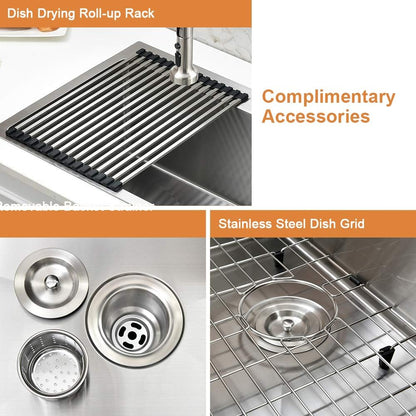 33 Kitchen Sink Drop in - 33X22 Inch Topmount Kitchen Sink 16 Gauge T304 Stainless Steel Single Bowl Kitchen Sink