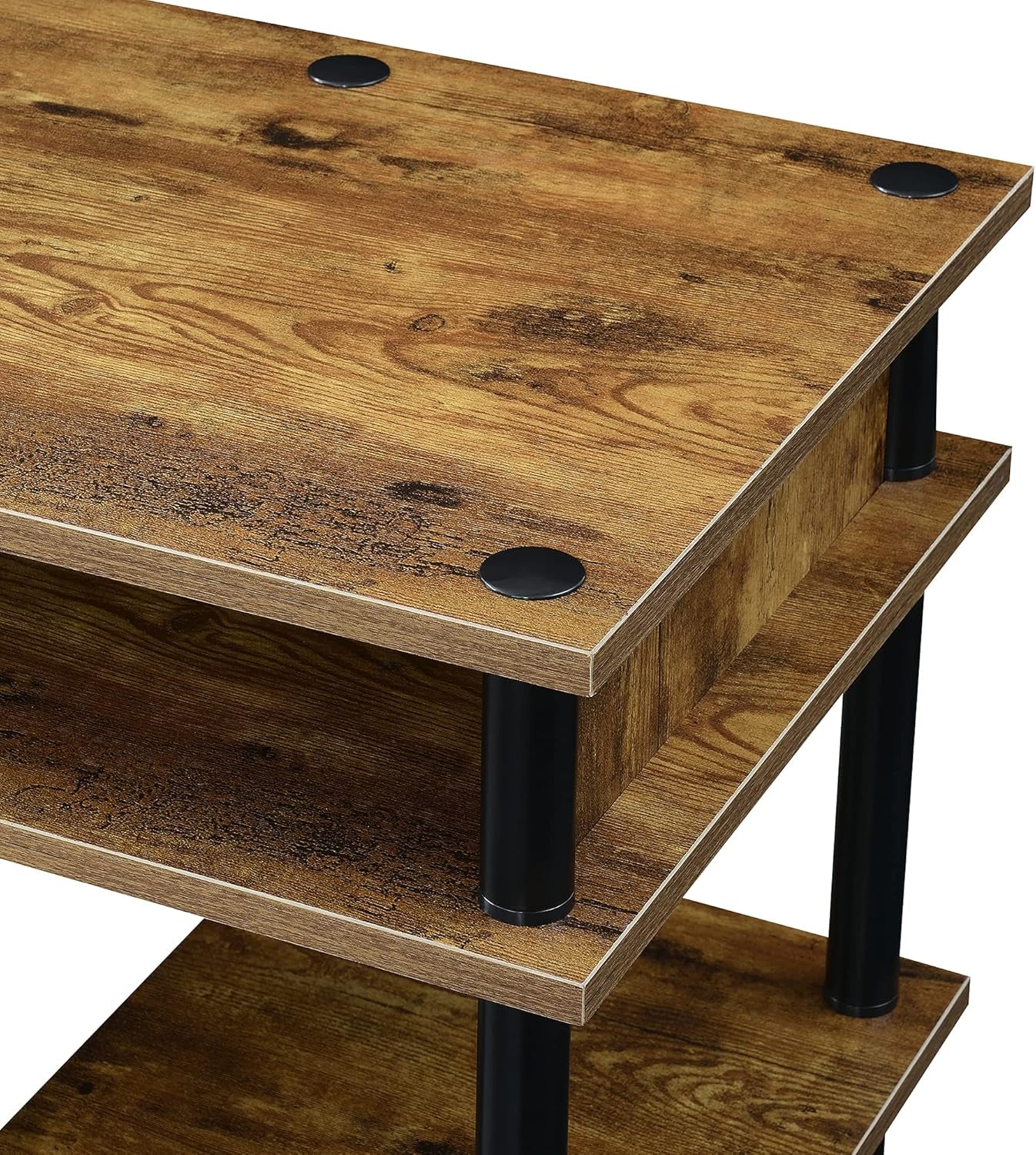 Designs2Go No Tools Desk - Home Office Desk with Shelves, Corner Shelf, Vanity Desk, Computer Desk, Nail Table for Nail Tech, 47.25" L X 15.75" W X 30" H, Barnwood/Black