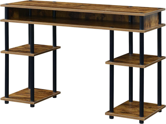 Designs2Go No Tools Desk - Home Office Desk with Shelves, Corner Shelf, Vanity Desk, Computer Desk, Nail Table for Nail Tech, 47.25" L X 15.75" W X 30" H, Barnwood/Black